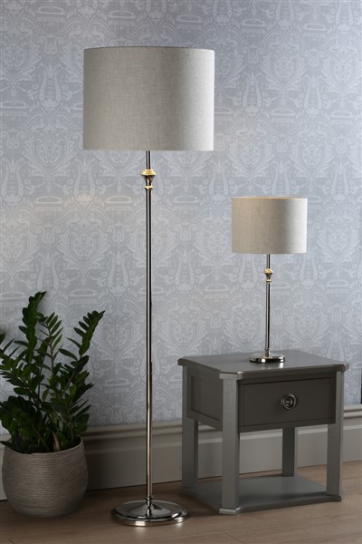 (image for) Laura Ashley Highgrove Floor Lamp Polished Nickel With Shade